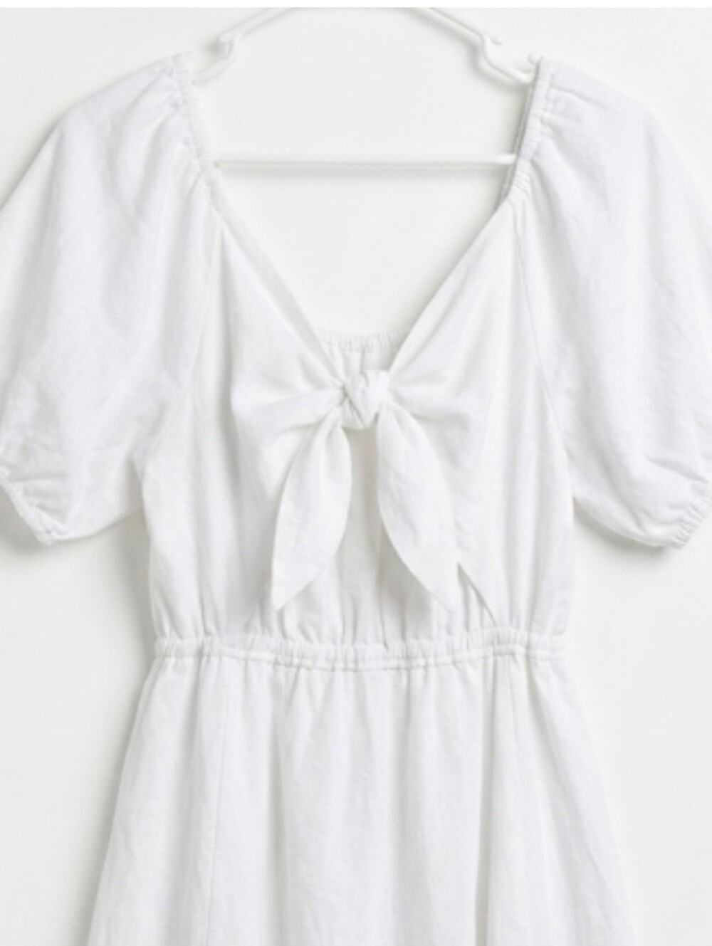 Old Navy Dress Size XXL White Puff Sleeve Tie Back Cut-Out Mini Swing Size XL - Picture 6 of 8